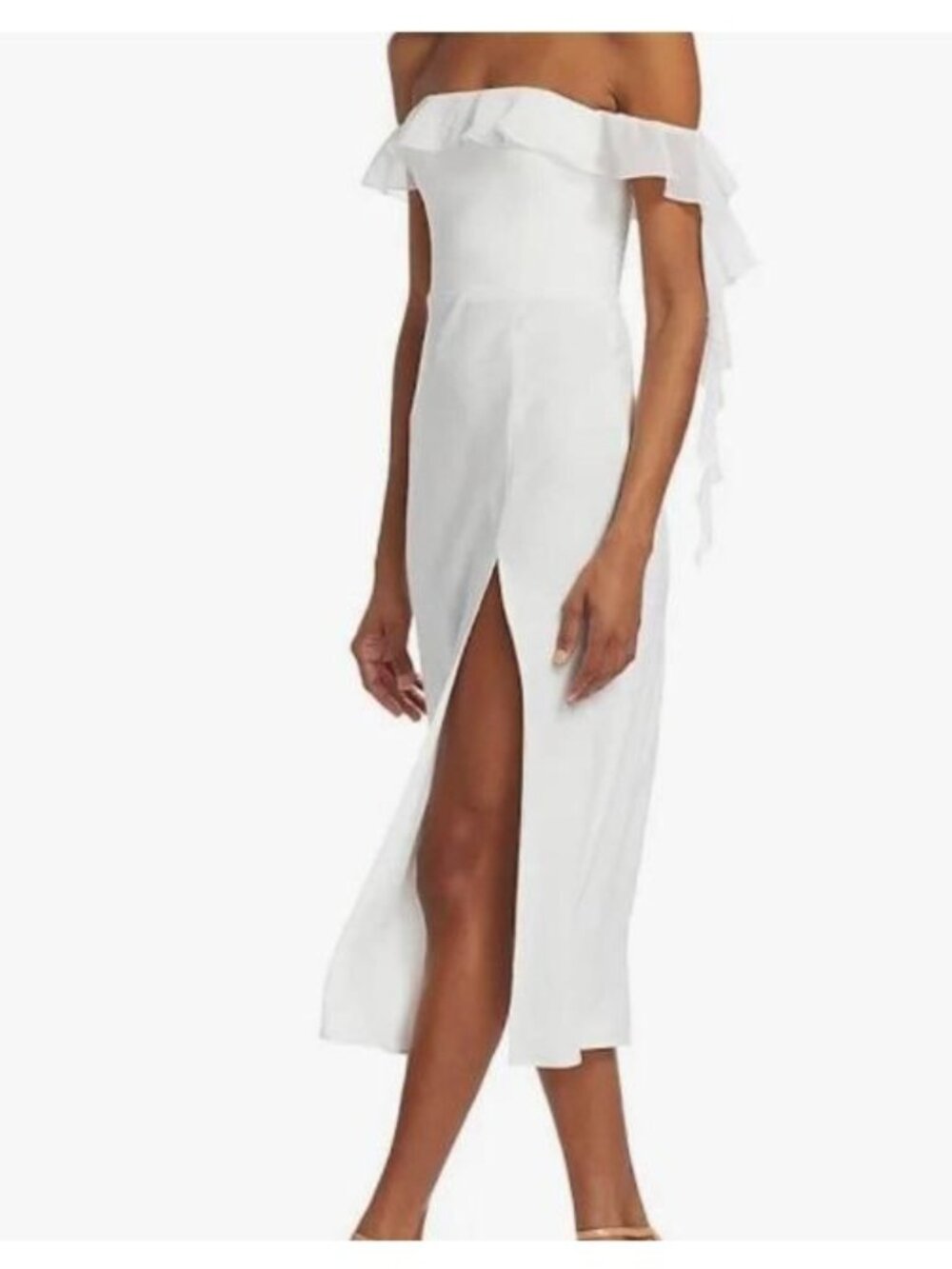 NWT Amanda Uprichard Women's Ivory Copellia Ruffle Dress Size Large 3449 - Picture 4 of 16